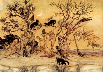El sábado de las brujas, ilustrador Arthur Rackham Pinturas al óleo